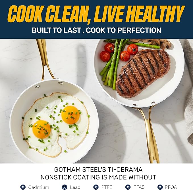 Gotham Steel 15 Pc Ceramic Pots and Pans Set Non Stick, Kitchen Cookware Sets - Image 4