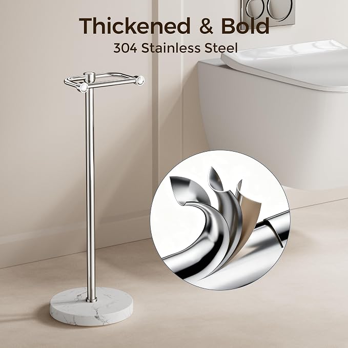 RARXTR Toilet Paper Holder Stand, Bathroom Free Standing Toilet Paper Stand - Image 5