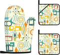 Mid Century Modern Oven Mitts and Pot Holders Sets Washable Oven Gloves Heat by Kupenya