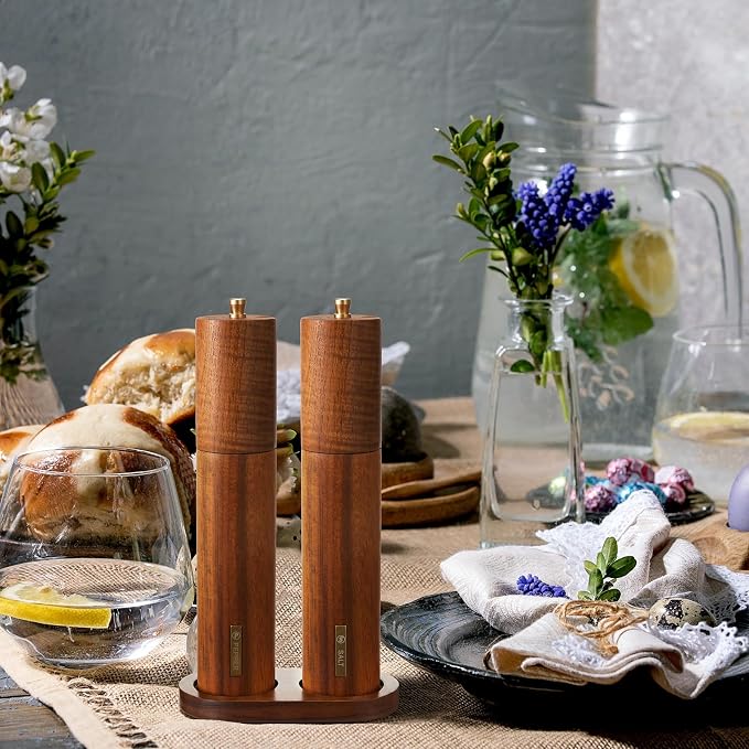 Wooden Salt and Pepper Grinder Set 10 Inch Manual Salt and Pepper Mill - Image 7