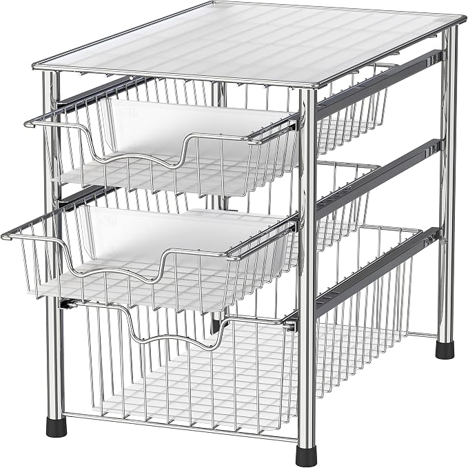 Simple Houseware Stackable 3 Tier Sliding Basket Organizer Drawer by SimpleHouseware