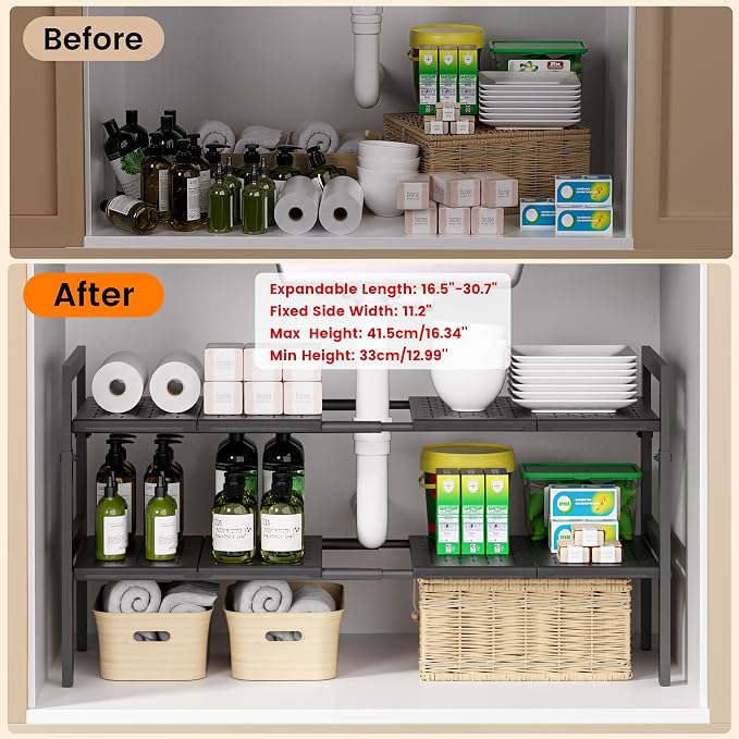Under Sink Organizer and Storage 16.5"-30.7" Expandable Length, Adjustable - Image 7