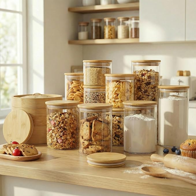 HomArtist Extra Large Glass Flour and Sugar Storage Containers - Image 6