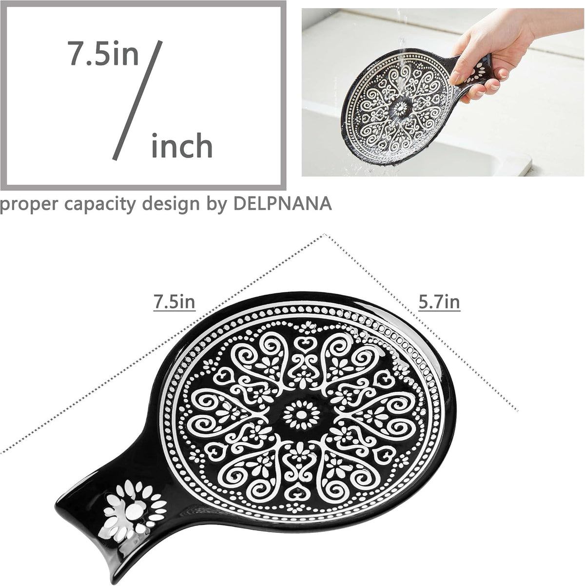 Ceramic Spoon Rest, Cooking Spoon Holder for Kitchen Counter/Stove