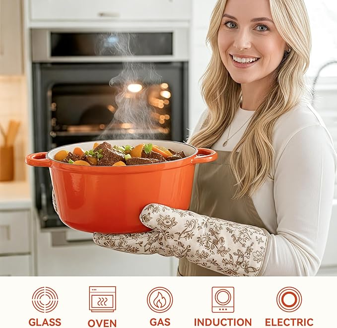 6.5 Quart Dutch Oven Pot with Lid, Non Stick Enameled Cast Iron Dutch Oven - Image 5