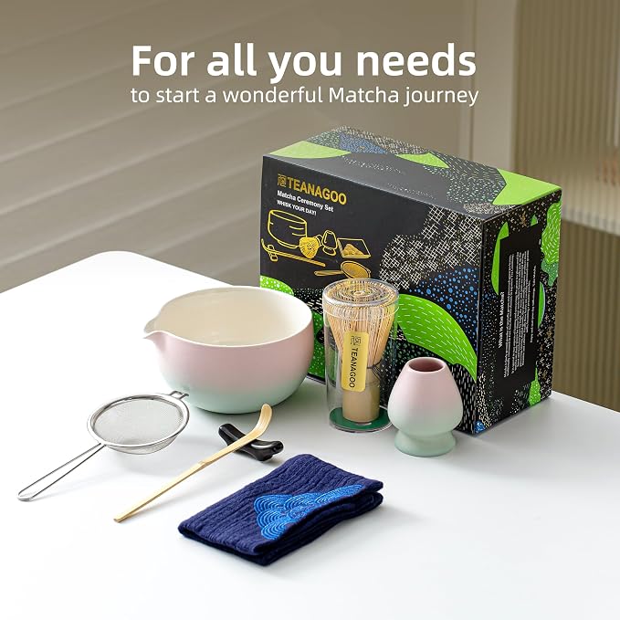 TEANAGOO Matcha Whisk Set Pink, Ceremony Matcha Set Kit Grident Pink, Matcha - Image 5