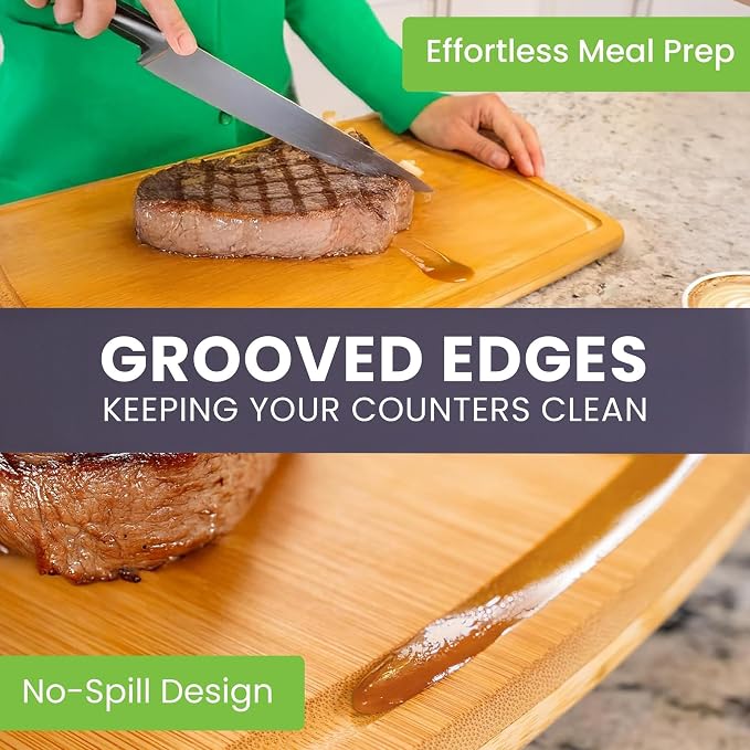 Glue-Free Surface™ 2XL Extra Large Bamboo Cutting Board Set of 4 – Small - Image 6