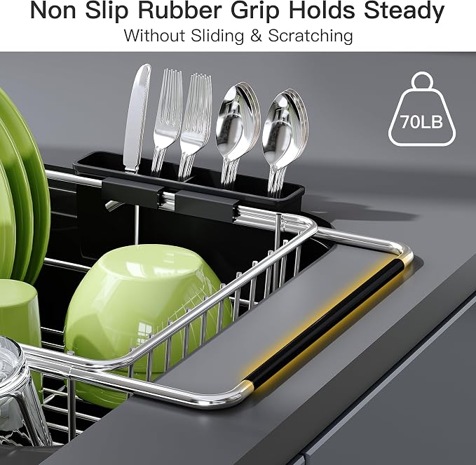 JASIWAY Dish Drying Rack in Sink, Expandable Stainless Steel Dish Drainers - Image 8