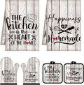 Sratte 6 Pcs Kitchen Decor Accessories Set Farmhouse Towels Pot Holders Oven by Sratte