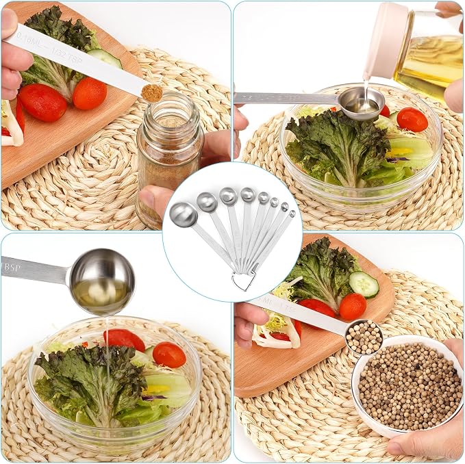 Upgrade 9 PCS Stainless Steel Measuring Spoons Set, Small Tablespoon, Set 8 - Image 5