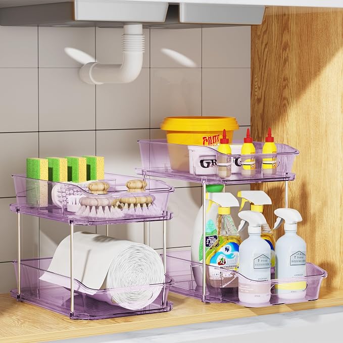 Delamu 2-Tier Under Sink Organizers and Storage, Pull Out Kitchen Pantry - Image 6