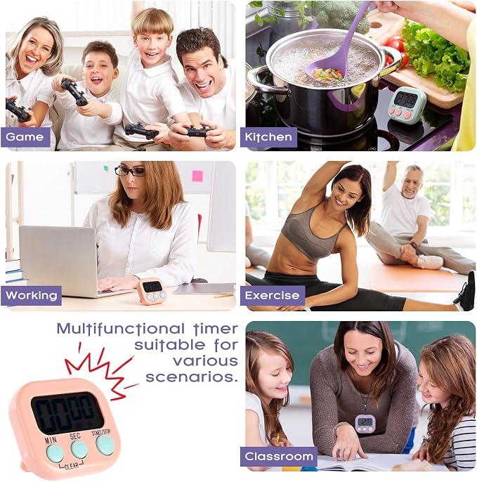 Weewooday 24 Pcs Digital Kitchen Timer Magnetic Timer Bulk On/Off Switch Minute - Image 7
