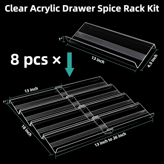 MIUKAA Acrylic Spice Drawer Organizer, 4 Tier - Image 4