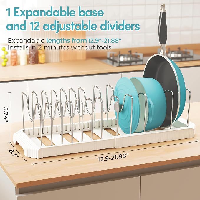 Pots and Pans Organizer for under Cabinet, Pan Pot Organizers inside Cabinet - Image 3