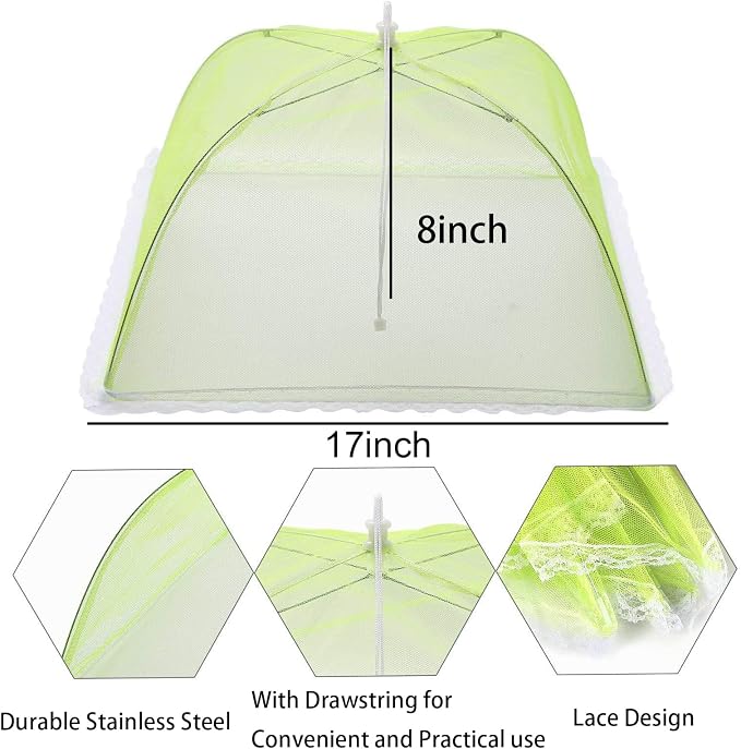 6 Pack Colored Mesh Food Cover Tents by Winknowl, Reusable and Collapsible - Image 2