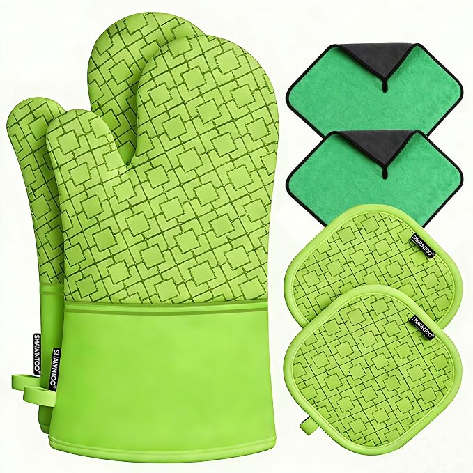 Oven Mitts and Pot Holders Sets 6pcs, Kitchen Oven Glove, High Heat Resistant by OvenMitts