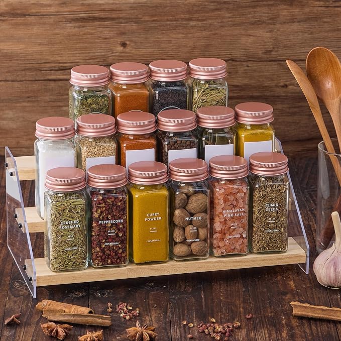 36 Pcs Glass Spice Jars with Labels and Pink Metal Caps, 4oz Empty Spice - Image 5