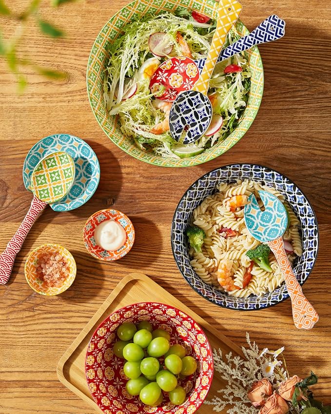 Metahom Ceramic Mixing Bowls for Kitchen, Colorful Nesting Bowls, Large Serving - Image 6