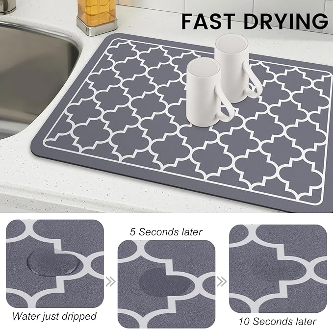 WISELIFE Dish Drying Mat Super Absorbent Drying Mat Large Dish Drying Mats - Image 3