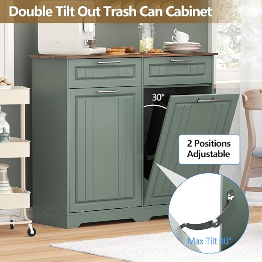 Double 10 Gallon Tilt Out Trash Can Cabinet - Image 4