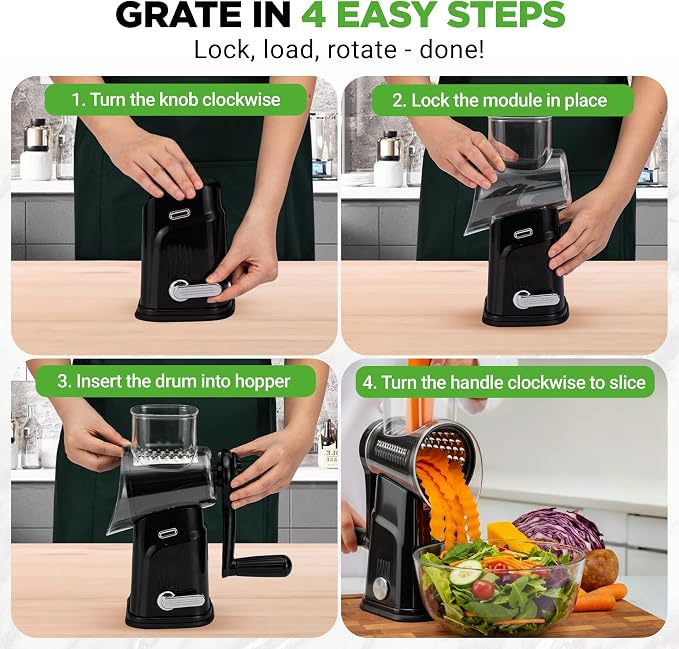 NutriChef 5 in 1 Cheese Grater & Shredder | 5 Different Blades - Image 2