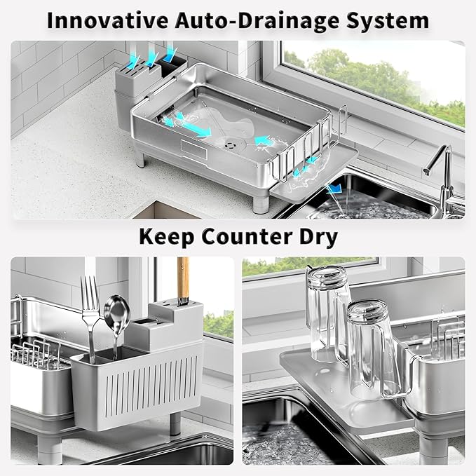 Ewaiira Dish Drying Rack, 304 Stainless Steel Dish Racks - Image 5