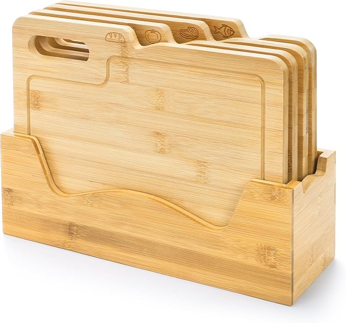 ZENFUN 4 Pack 12.5"L x 9.8"W Bamboo Cutting Boards - Image 3