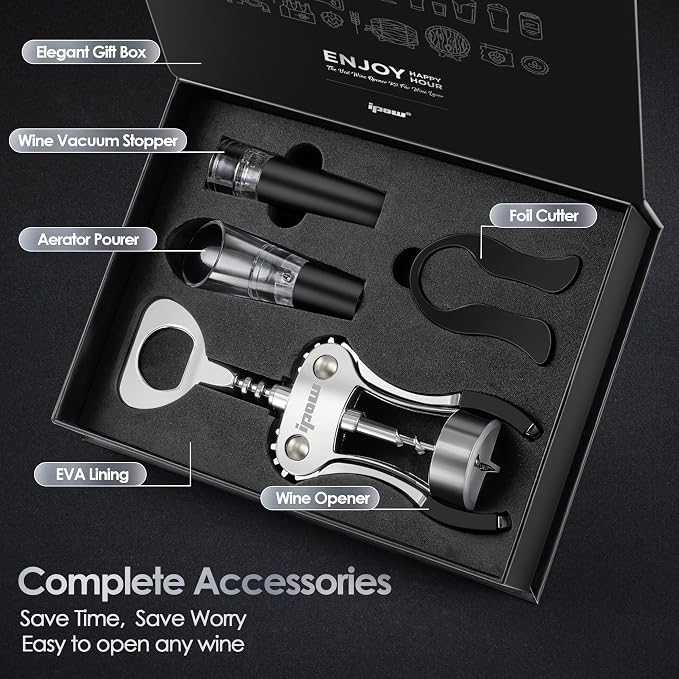 IPOW Wine Opener, Zinc Alloy Wine Bottle Opener, Wing Corkscrew Heavy Duty - Image 2