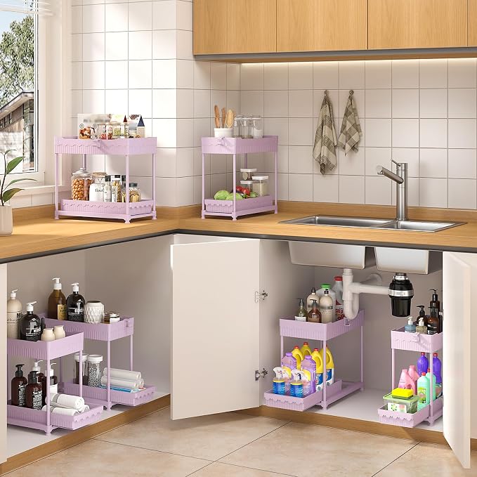 Sevenblue 3 Pack Under Sink Organizers, 2-Tier Multi-Use Kitchen and Bathroom - Image 3