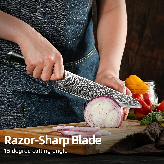 Sunnecko 8 Inch Japanese Damascus Chef Knife - Image 2