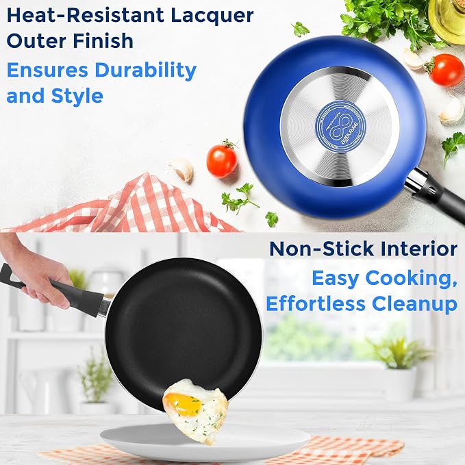 SereneLife 15-Pc Blue Nonstick Cookware Set, Heat-Resistant Pots & Pans Set - Image 4