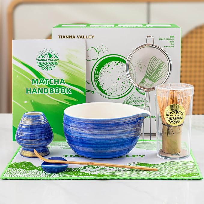 Matcha Whisk Set, Matcha Kit for Ceremony, 480 ML Ceramic Bowl by TIANNAVALLEY