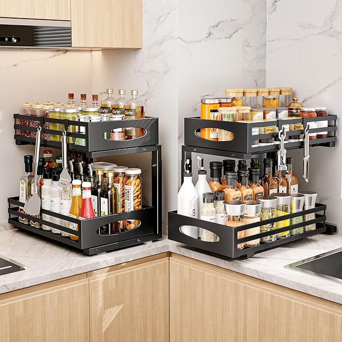 mixeshop Under Sink Organizer, 2 Tier Under Sink Organizers and Storage - Image 2