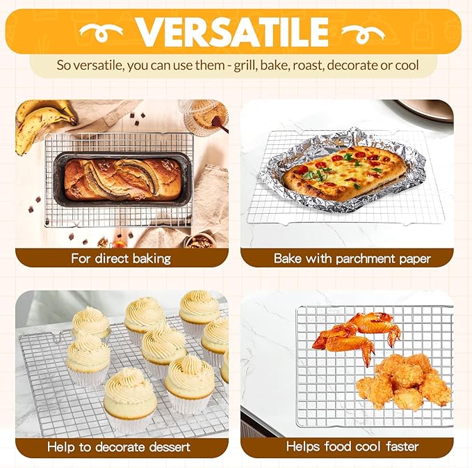 2 PCS Cooling Racks for Cooking and Baking, 15x10 Inches Stainless Steel - Image 3
