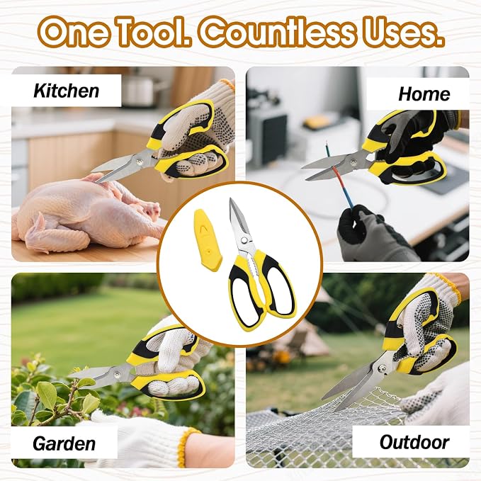 8 Inch Utility Scissors for Kitchen, Craft & DIY – Heavy Duty Stainless Steel - Image 6