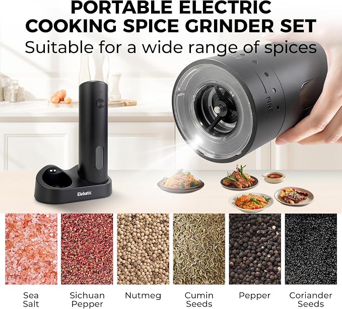 110ml Electric Salt and Pepper Grinder Set, Rechargeable salt and pepper shakers - Image 10