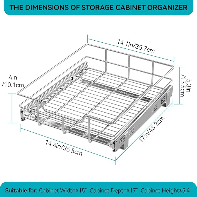 Pull Out Cabinet Organizer 15" W X 22" D, Slide Out Drawers - Image 2
