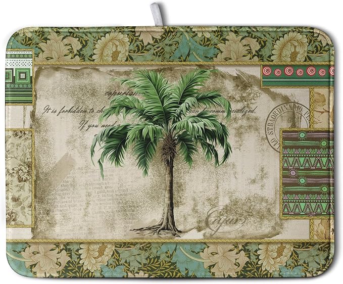 Palm Tree Kitchen Dish Drying Mat by Kwlegh