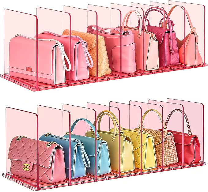 SortNStore Purse Organizer for Closet: Shelf Dividers Adjustable Acrylic Bag by SortNStore