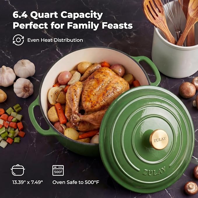 Zulay Kitchen 6 Quart Enameled Cast Iron Dutch Oven Pot - Image 6