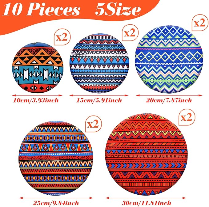 Patelai 10 Pcs Bowl Covers Reusable in 5 Size Stretch Cloth Fabric Elastic Food - Image 3