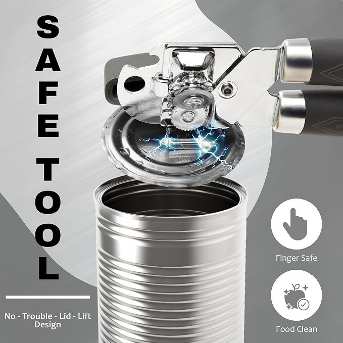Manual Can Opener with Magnet – Heavy Duty Hand Can & Bottle Opener, Stainless - Image 4