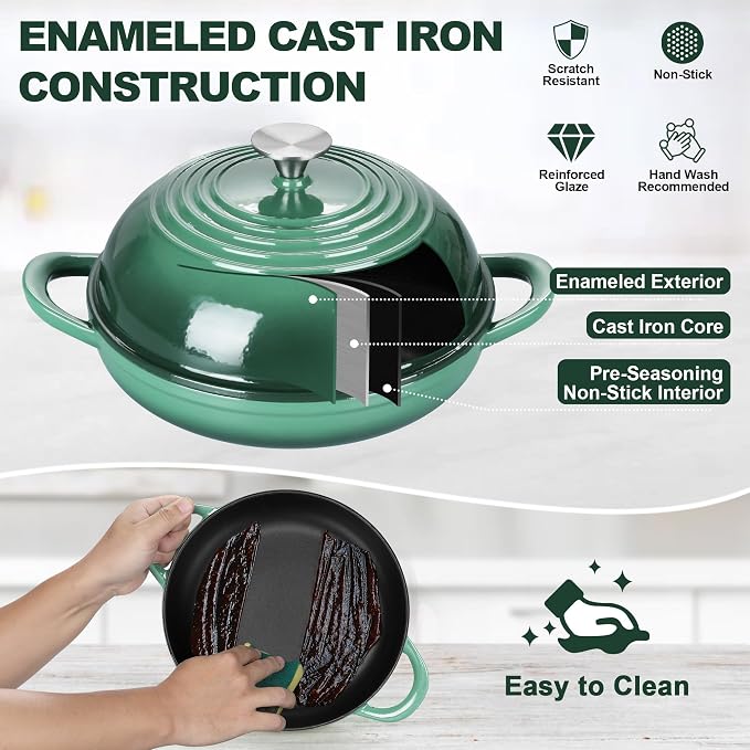 TeamFar Cast Iron Bread Dutch Oven, 6 Qt Enameled Dutch Oven Pot - Image 6