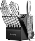 Knife Set, Emojoy 15 Pieces Kitchen Knife Block Set by EMOJOY