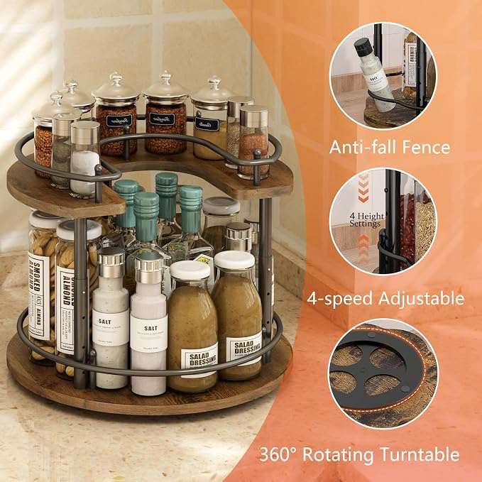 2 Tier Lazy Susan Organizer, 2-Tier Spinning Spice Rack - Image 5