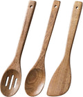 Wooden Spoons for Cooking, 3-Piece Wood Utensil Set Includes Slotted Spoon by HEFILD