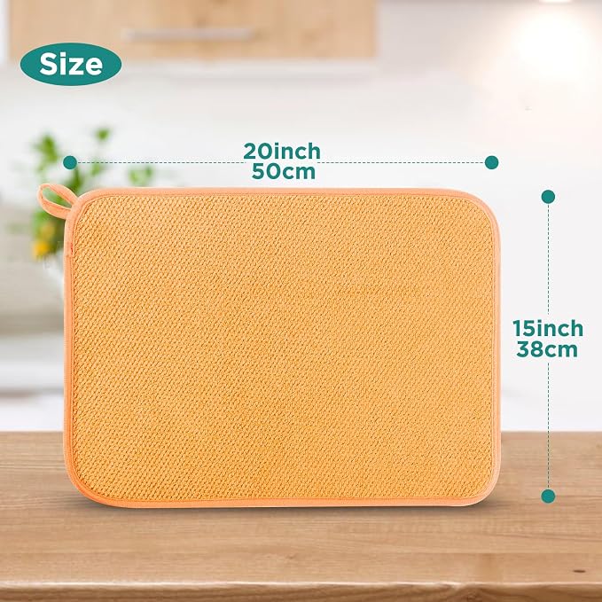 GeeRic Microfiber Dish Drying Mat, Super Absorbent Kitchen Dish Drying Pad - Image 2