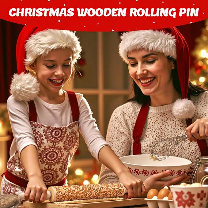 Christmas Gifts Wooden Embossed Rolling Pin - Image 3