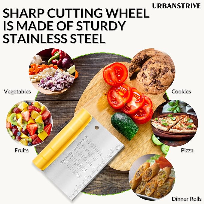 Urbanstrive Bench Scraper for Baking, Stainless Steel Dough Cutter and Scraper - Image 6