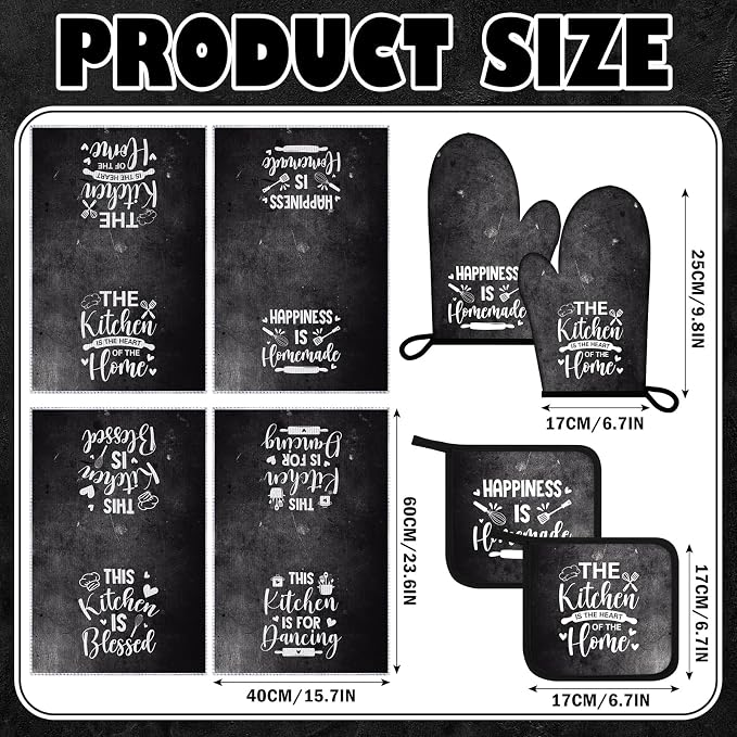 Leinuosen 8 Pcs Kitchen Towels and Oven Mitts Sets Pot Holders Dishcloths Set - Image 3
